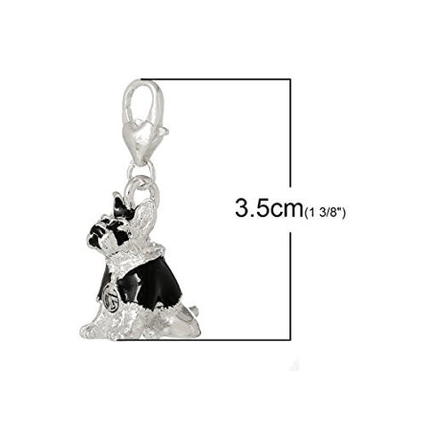 Dog W/ Black Shirt Clip On For Bracelet Charm Pendant for European Charm Jewelry w/ Lobster Clasp - Sexy Sparkles Fashion Jewelry - 3