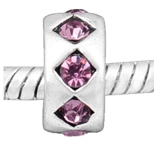 Rhinestone Amethyst  Crystals Rondelle February Birthstone  Charm Bead - Sexy Sparkles Fashion Jewelry
