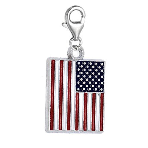 Clip on US Flag Charm Dangle Pendant for European Clip on Charm Jewelry