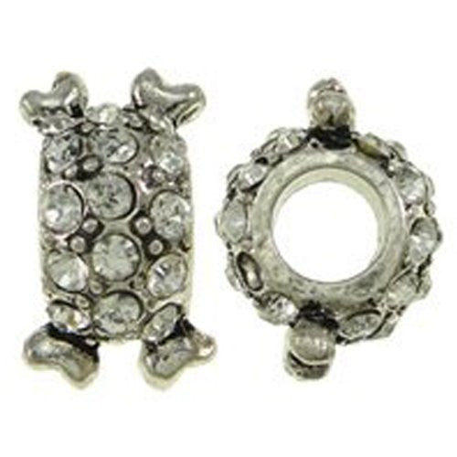 Clear Crystals with Hearts Charm Compatible with European Snake Chain Charm Bracelet