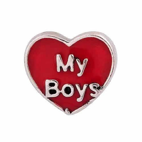 Round Locket Crystal Necklace Base and Floating Family Charms ("My Boys") - Sexy Sparkles Fashion Jewelry - 4