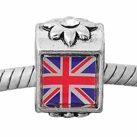 Union Jack British Flag Charm European Bead Compatible for Most European Snake Chain Bracelet - Sexy Sparkles Fashion Jewelry - 2