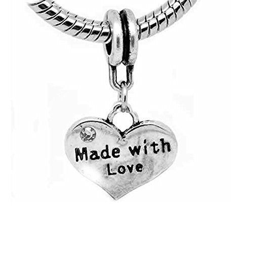 Heart 2 Sided w/  Crystal Stones Made With Love Charm - Sexy Sparkles Fashion Jewelry - 1