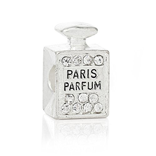Paris Perfume w/Clear  Crystals Charm Bead - Sexy Sparkles Fashion Jewelry - 1