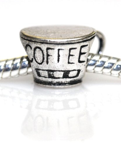 Good Morning Coffee Cup Charm European Bead Compatible for Most European Snake Chain Bracelet