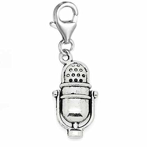 Clip on Microphone Charm Dangle Pendant for European Clip on Charm Jewelry with Lobster Clasp - Sexy Sparkles Fashion Jewelry