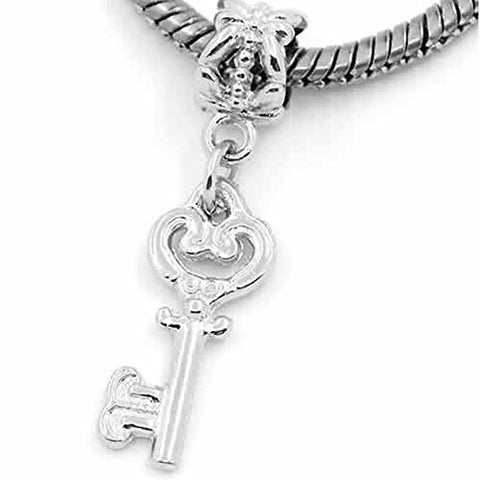 Heart Dangle Key to My Heart Charm European Bead Compatible for Most European Snake Chain Bracelet - Sexy Sparkles Fashion Jewelry - 1