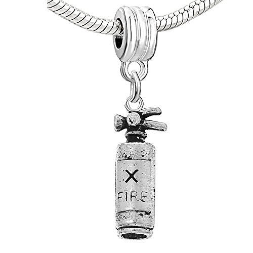 Fire Extinguisher Fire Dangle Charm European Bead Compatible for Most European Snake Chain Bracelet