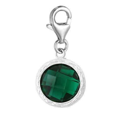 Clip on May Birthstone Charm Dangle Pendant for European Clip on Charm Jewelry w/ Lobster Clasp