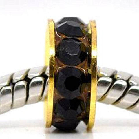 Brown Rhinestone Rondelle Bead Compatible for Most European Snake Chain Bracelet Pandora Troll Chamilia Biagi Bracelet Compatible - Sexy Sparkles Fashion Jewelry - 1