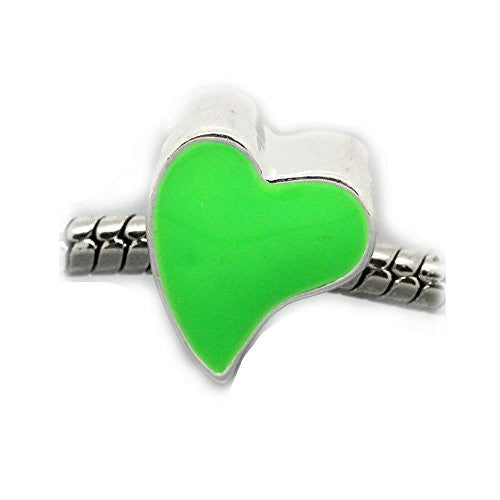 Love Heart Charm Green Bead for European Snake Chain charm bracelet - Sexy Sparkles Fashion Jewelry - 1