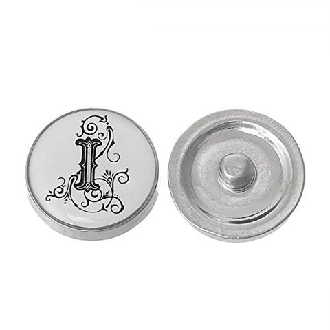 Alphabet Letter I Chunk Snap Button Pendant Fits Snaps Chunk Bracelet - Sexy Sparkles Fashion Jewelry - 1
