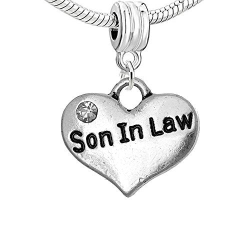 Son in Law Heart Dangle European Bead Compatible for Most European Snake Chain Bracelet - Sexy Sparkles Fashion Jewelry