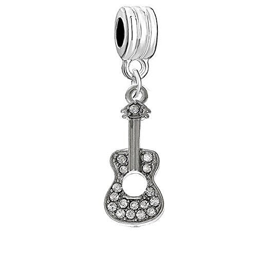 Guitar With Clear  Crystals Bead Compatible for Most European Snake Chain Bracelet - Sexy Sparkles Fashion Jewelry