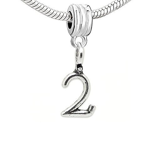 Choose From Number #2 Dangle European Bead Compatible for Most European Snake Chain Bracelet - Sexy Sparkles Fashion Jewelry