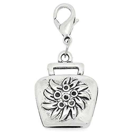 Clip on Flower Purse Charm Dangle Pendant for European Clip on Charm Jewelry
