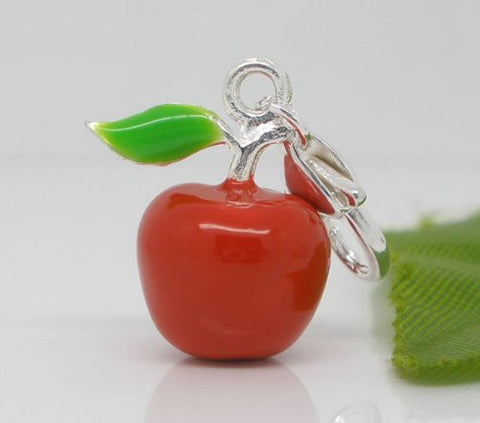 Clip on Red Apple Charm for European Jewelry w/ Lobster Clasp - Sexy Sparkles Fashion Jewelry - 2