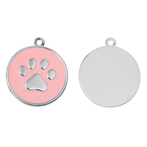 Pink Dog Paw Print Charm Pendant for Necklace - Sexy Sparkles Fashion Jewelry - 3