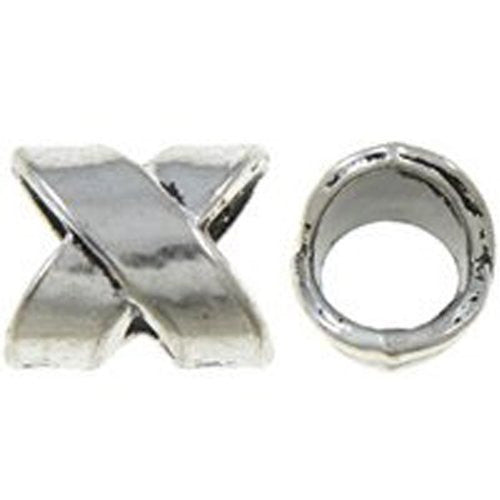 X Design Silver Tone High Quality Bead Charm Spacer for Snake Chain Bracelet - Sexy Sparkles Fashion Jewelry