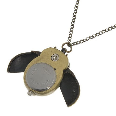 Bronze Owl Pocket Watch with Chain Necklace Wings Open and Close Battery Included - Sexy Sparkles Fashion Jewelry - 2
