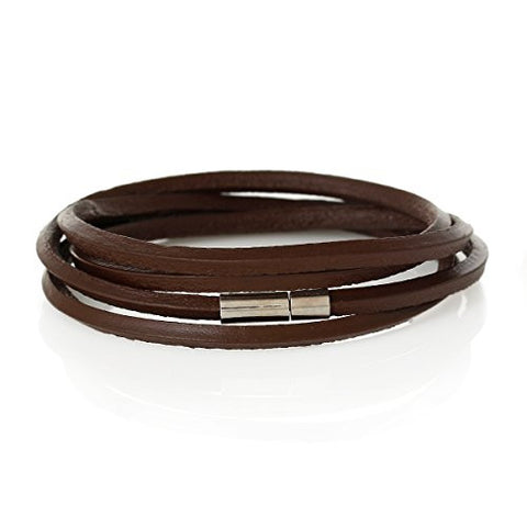 Cowhide Leather Bracelet Coffee Cord End Clasp 79cm(31 1/8") long - Sexy Sparkles Fashion Jewelry - 1