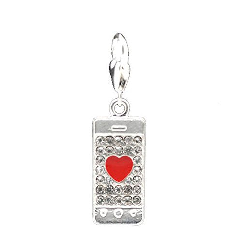 Clip on Rhinestone Iphone Charm Pendant for European Jewelry w/ Lobster Clasp - Sexy Sparkles Fashion Jewelry - 1