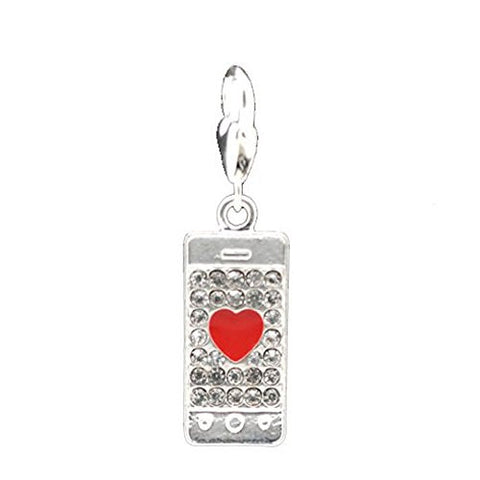 Clip on Rhinestone Iphone Charm Pendant for European Jewelry w/ Lobster Clasp - Sexy Sparkles Fashion Jewelry - 1