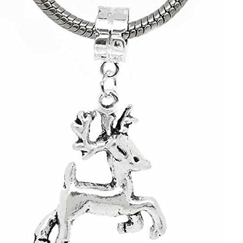 Christmas Reindeer Charm Dangle Bead Spacers For Snake Chain Charm Bracelet - Sexy Sparkles Fashion Jewelry