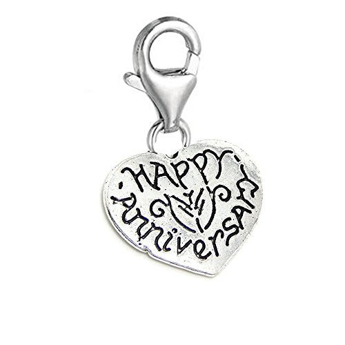 Happy Anniversary Clip On Charm Pendant for European Charm Jewelry w/ Lobster Clasp - Sexy Sparkles Fashion Jewelry