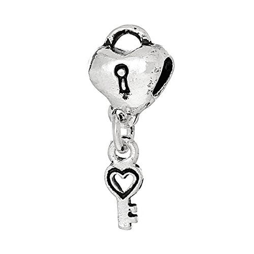 Lovers Lock and Key Charm Spacer Bead For Snake Chain Bracelet - Sexy Sparkles Fashion Jewelry - 1