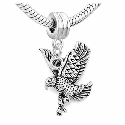 American Eagle Bird Charm Dangle European Bead Compatible for Most European Snake Chain Bracelet