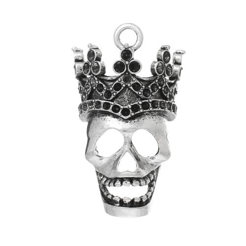 Skull with Crown Charm Pendant for Necklace - Sexy Sparkles Fashion Jewelry - 1