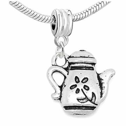 Flowers Carved on Teapot Charm Dangle European Bead Compatible for Most European Snake Chain Bracelet - Sexy Sparkles Fashion Jewelry - 2
