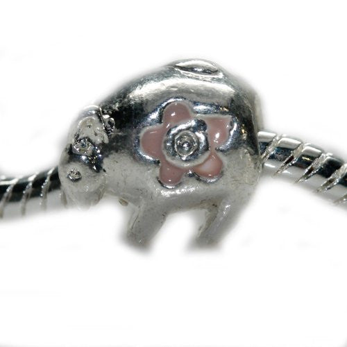 Sheep w/ Pink Flower Bead Charm Spacer For Snake Chain Charm Bracelet - Sexy Sparkles Fashion Jewelry