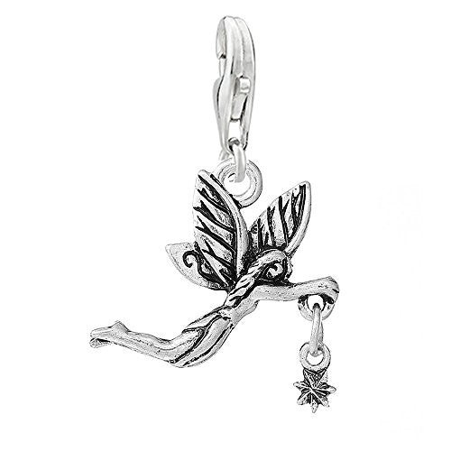 Star Fairy with Wings Clip on Pendant Charm for Bracelet or Necklace