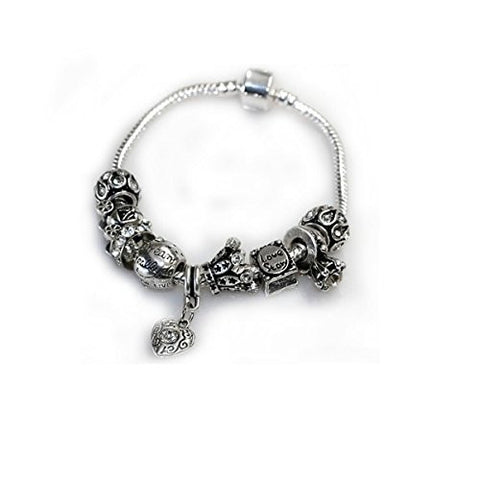 8" Love Story Charm Bracelet Pandora Style, Snake chain bracelet and charms as pictured - Sexy Sparkles Fashion Jewelry - 1