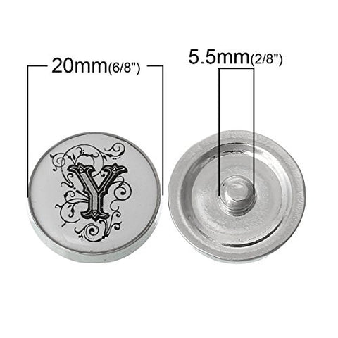 Alphabet Letter Y Chunk Snap Button Pendant Fits Snaps Chunk Bracelet - Sexy Sparkles Fashion Jewelry - 2