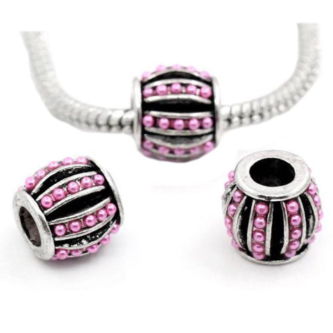 Pink Resin Lantern w/ Dots Bead Spacer For Snake Chain Charm Bracelet - Sexy Sparkles Fashion Jewelry - 3