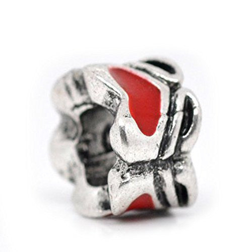 Red Enamel Heart/Love Charm European Bead Compatible for Most European Snake Chain Bracelet - Sexy Sparkles Fashion Jewelry - 1