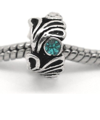 Aqua Rhinestone Charms Spacer Beads For Snake Chain Bracelets