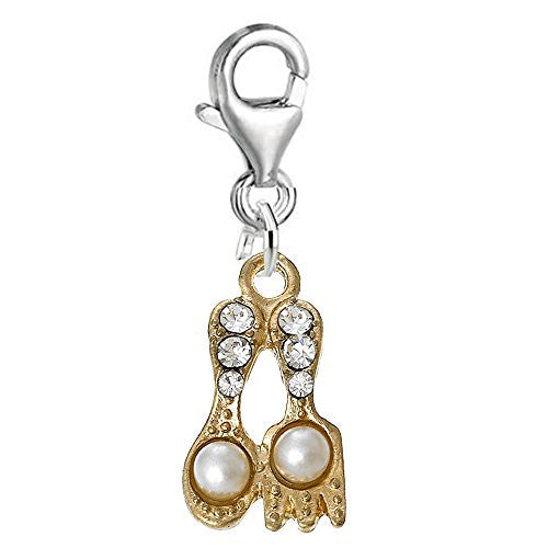 Spoon and fork w/Acrylic Pearls Clip on Charm for European Charm Jewelry with Lobster Clasp - Sexy Sparkles Fashion Jewelry