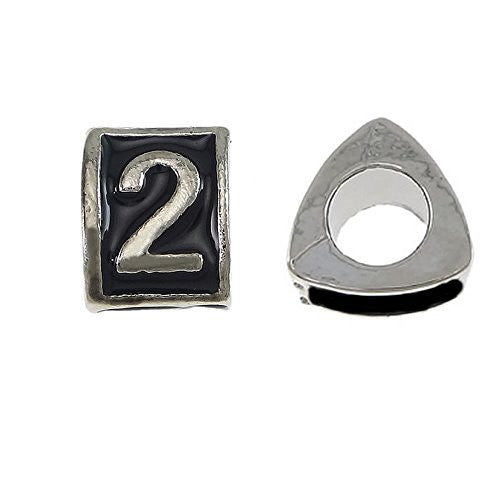 Triangle Number 2 Charm Bead for European Snake Chain Charm Bracelet