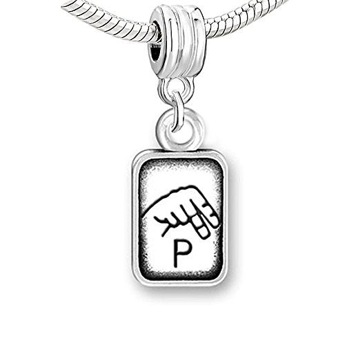 Sign Lauguage Charms Alphabet Letter European Bead Compatible for Most European Snake Chain Bracelet (P) - Sexy Sparkles Fashion Jewelry
