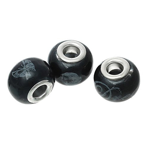 10 Pcs Random Black and Silver Plated Selected Murano Beads For Snake Chain Charm Bracelet - Sexy Sparkles Fashion Jewelry - 2