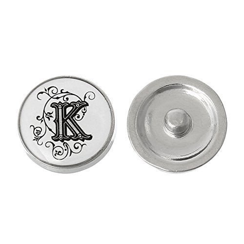 Alphabet Letter K Chunk Snap Button Pendant Fits Snaps Chunk Bracelet - Sexy Sparkles Fashion Jewelry - 1