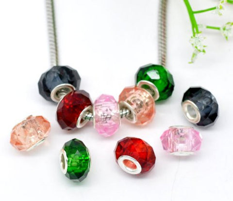 Pack of 10 Faceted MIX Lampwork Murano Glass Beads For Snake Chain Charm Bracelet. - Sexy Sparkles Fashion Jewelry - 2
