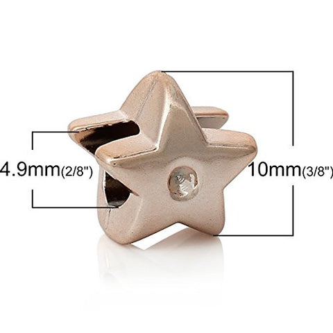 Rose  Star Bead Compatible for Most European Snake Chain Bracelet - Sexy Sparkles Fashion Jewelry - 3