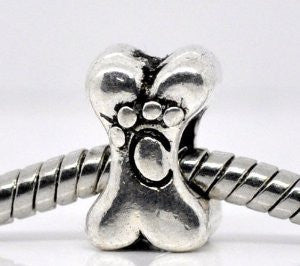 Paw Print on Dog Bone European Bead Compatible for Most European Snake Chain Bracelet - Sexy Sparkles Fashion Jewelry - 2