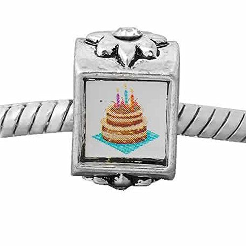 Happy Birthday Cake Charm European Bead Compatible for Most European Snake Chain Bracelet - Sexy Sparkles Fashion Jewelry - 1
