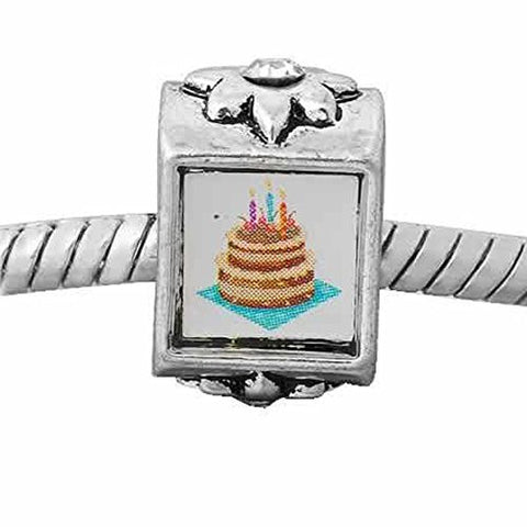 Happy Birthday Cake Charm European Bead Compatible for Most European Snake Chain Bracelet - Sexy Sparkles Fashion Jewelry - 1